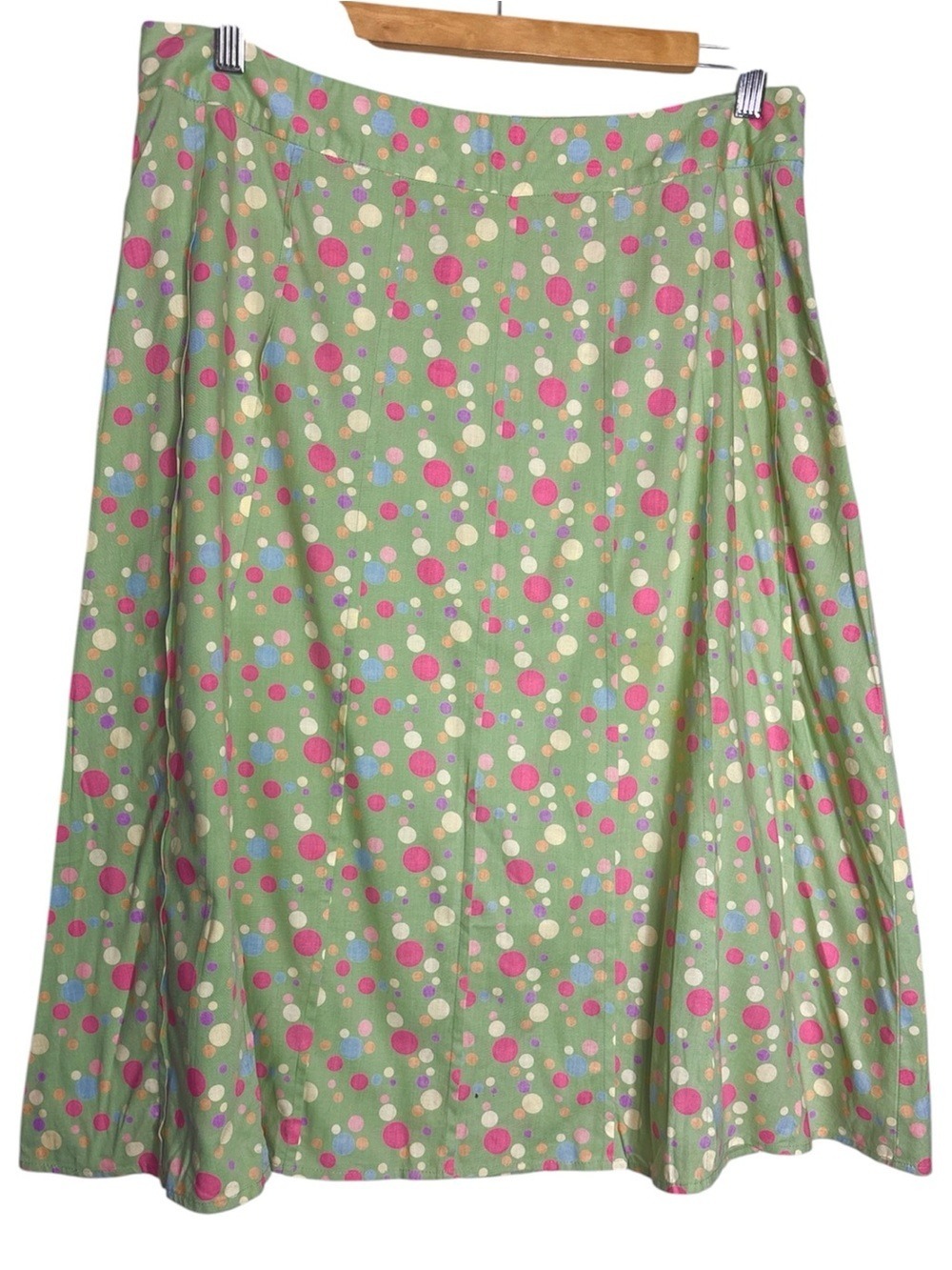 April Cornell Full A-line Midi Skirt Polka Dot Cotton Boho Lightweight, size M